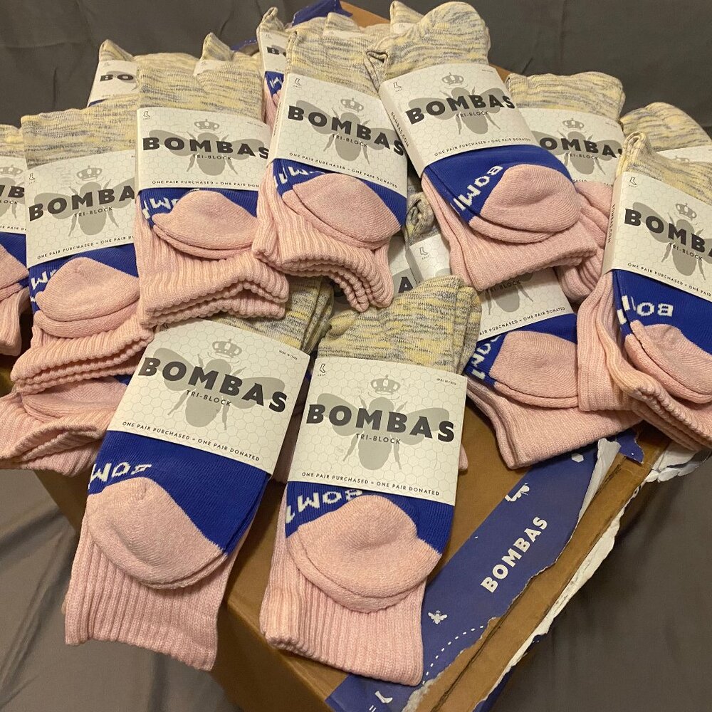 [50 pack] Bombas Rosepetal Marl Space Dye Triblock Medium Calf Socks